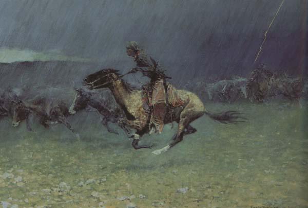 Frederic Remington The Stampede by Lightning (mk43)